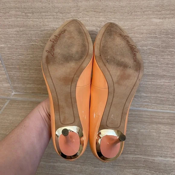 SAM EDELMAN UEC size 8 “Camdyn” Stiletto Heels coral orange pink heel detail - Picture 5 of 16